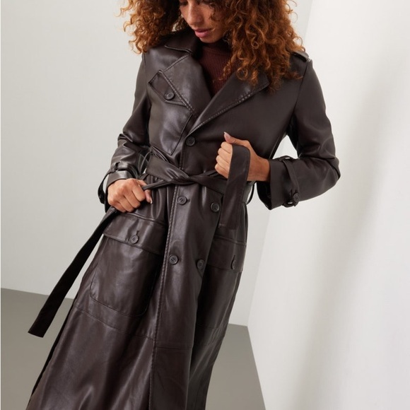 Osman Yousefzada leather trench coat size 10 ($600 retail) - Picture 1 of 9